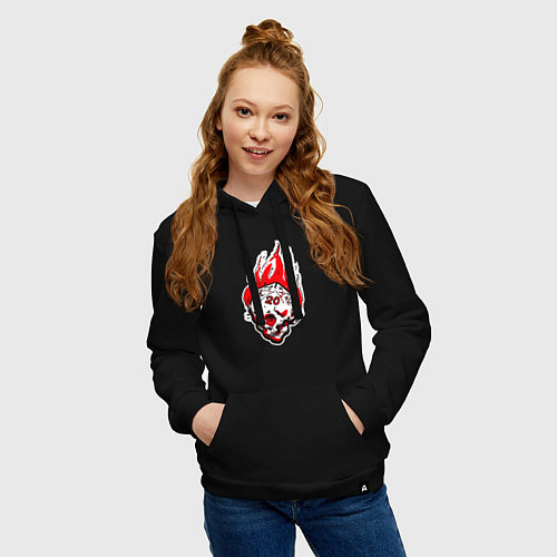 Женская толстовка-худи Критический бросок outline / Черный – фото 3