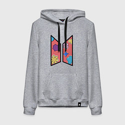 Толстовка-худи хлопковая женская BTS Permission To Dance КОНФЕТКИ, цвет: меланж