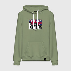 Толстовка-худи хлопковая женская The Beatles Great Britain Битлз, цвет: авокадо