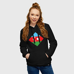 Толстовка-худи хлопковая женская Flag Azerbaijan, цвет: черный — фото 2
