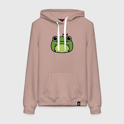 Толстовка-худи хлопковая женская Frog Lucky король, цвет: пыльно-розовый