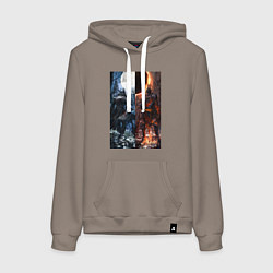 Толстовка-худи хлопковая женская Dark Souls x Bloodborne Дарк Соулс, цвет: утренний латте