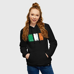 Толстовка-худи хлопковая женская Флаг Ирландии, цвет: черный — фото 2