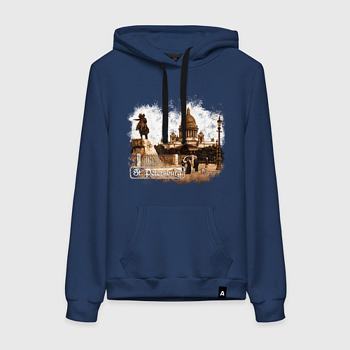Женская толстовка-худи Санкт-Петербург Ретро Питер / Тёмно-синий – фото 1