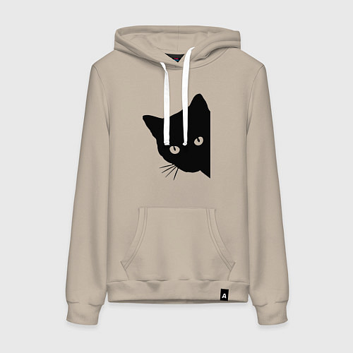 Женская толстовка-худи Всё тот же чёрный котяра! / Миндальный – фото 1