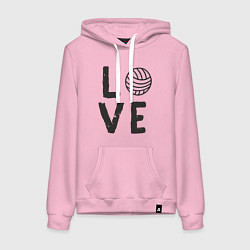 Толстовка-худи хлопковая женская Volleyball - Love, цвет: светло-розовый