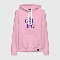 Толстовка-худи хлопковая женская Chelsea Челси Ретро логотип, цвет: светло-розовый
