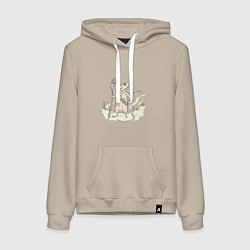 Толстовка-худи хлопковая женская Мышь в пустоши, цвет: миндальный