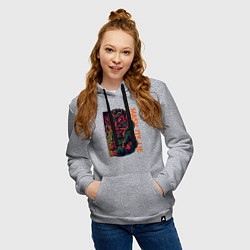 Толстовка-худи хлопковая женская Ложь в маске, цвет: меланж — фото 2