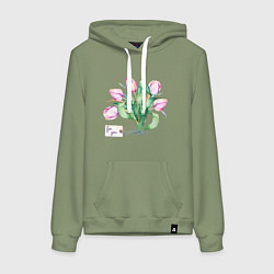 Толстовка-худи хлопковая женская For you, цвет: авокадо