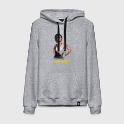 Толстовка-худи хлопковая женская Cyberpunk 2077 - Judy, цвет: меланж