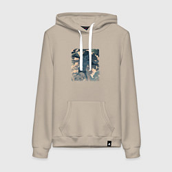 Толстовка-худи хлопковая женская Дитя погоды art, цвет: миндальный