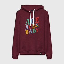 Толстовка-худи хлопковая женская Ace Ace Baby, цвет: меланж-бордовый