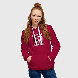 Толстовка-худи хлопковая женская Черный пояс - это белый пояс, который отказался сд, цвет: маджента — фото 2