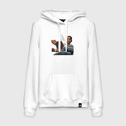 Толстовка-худи хлопковая женская ШЛЁП!, цвет: белый