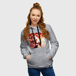 Толстовка-худи хлопковая женская Каэдэхара Кадзуха с котенком Геншин Импакт, цвет: меланж — фото 2