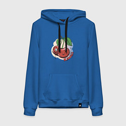 Толстовка-худи хлопковая женская Вишни Kawaii, цвет: синий
