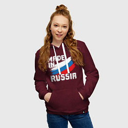 Толстовка-худи хлопковая женская In Russia, цвет: меланж-бордовый — фото 2