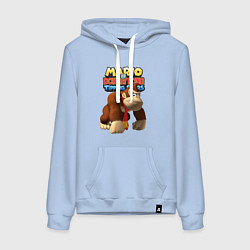Толстовка-худи хлопковая женская Mario Donkey Kong Nintendo, цвет: мягкое небо