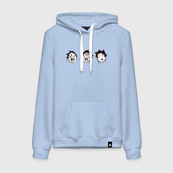 Толстовка-худи хлопковая женская Клинок, рассекающий демонов Танджиро Эмодзи, цвет: мягкое небо