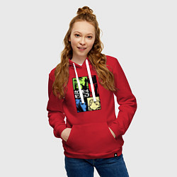 Толстовка-худи хлопковая женская Space cowboys, цвет: красный — фото 2