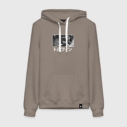 Толстовка-худи хлопковая женская Агрессивный Торфинн, цвет: утренний латте