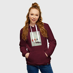 Толстовка-худи хлопковая женская Mandarin Ducks, цвет: меланж-бордовый — фото 2