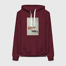 Толстовка-худи хлопковая женская Mandarin Ducks, цвет: меланж-бордовый