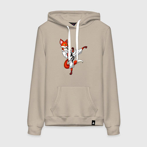 Женская толстовка-худи Лис боец / Миндальный – фото 1