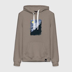 Толстовка-худи хлопковая женская Медведи на склоне, цвет: утренний латте