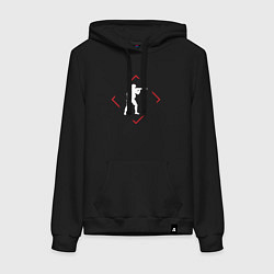 Толстовка-худи хлопковая женская Символ Counter Strike в красном ромбе, цвет: черный