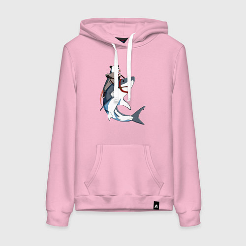 Женская толстовка-худи Опоссум верхом на акуле / Светло-розовый – фото 1