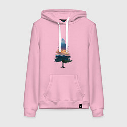 Толстовка-худи хлопковая женская Лес в ёлке, цвет: светло-розовый