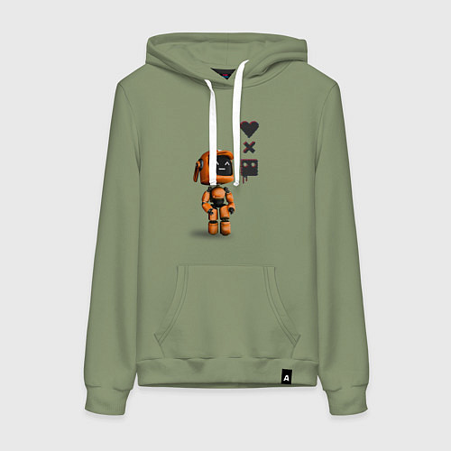 Женская толстовка-худи Оранжевый робот с логотипом LDR / Авокадо – фото 1