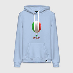 Толстовка-худи хлопковая женская 3d aerostat Italy flag, цвет: мягкое небо