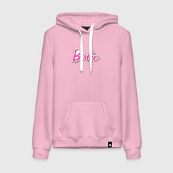 Толстовка-худи хлопковая женская Barbie logo, цвет: светло-розовый