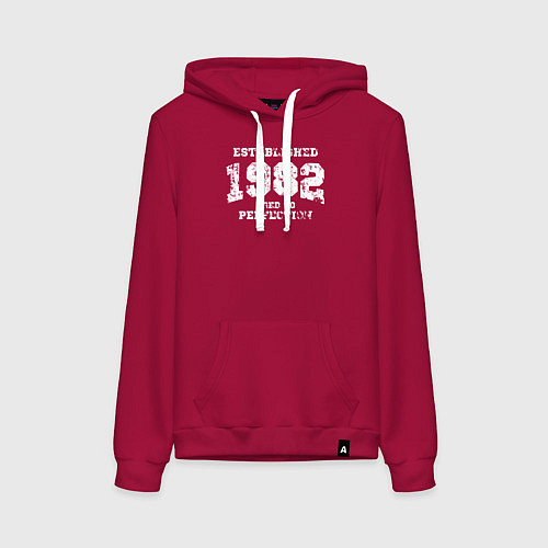 Женская толстовка-худи Основана в 1982 году доведено до совершенства / Маджента – фото 1