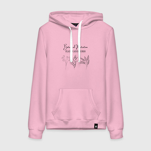 Женская толстовка-худи Растения травы минимализм ботаническая иллюстрация / Светло-розовый – фото 1