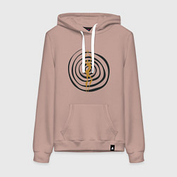 Толстовка-худи хлопковая женская Танцующая девушка в магическом круге, цвет: пыльно-розовый