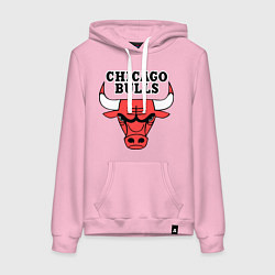 Толстовка-худи хлопковая женская Chicago Bulls цвета светло-розовый — фото 1