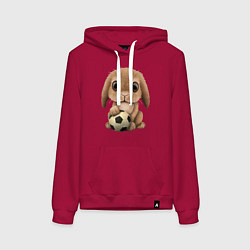 Толстовка-худи хлопковая женская Футбол - Кролик, цвет: маджента