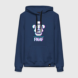 Толстовка-худи хлопковая женская FNAF в стиле glitch и баги графики, цвет: тёмно-синий