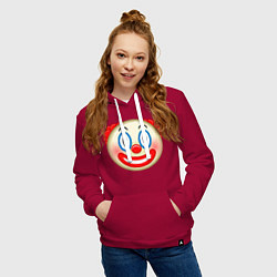 Толстовка-худи хлопковая женская Эмодзи Клоун, цвет: маджента — фото 2