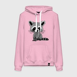 Толстовка-худи хлопковая женская Милый крошка енот, цвет: светло-розовый
