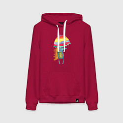 Толстовка-худи хлопковая женская Ежик под зонтиком, цвет: маджента