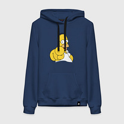 Толстовка-худи хлопковая женская Гомер Симпсон указывает пальцем, цвет: тёмно-синий