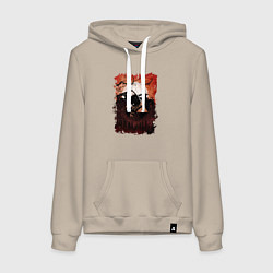 Толстовка-худи хлопковая женская Джип и сова, цвет: миндальный