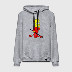 Толстовка-худи хлопковая женская Bart Simpson - devil, цвет: меланж