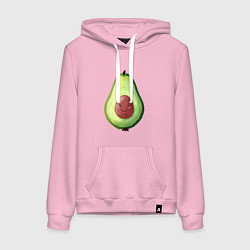 Толстовка-худи хлопковая женская Веселый авокадо говорит привет, цвет: светло-розовый
