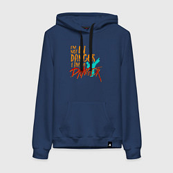 Толстовка-худи хлопковая женская Я не опасный, я и есть опасность, цвет: тёмно-синий